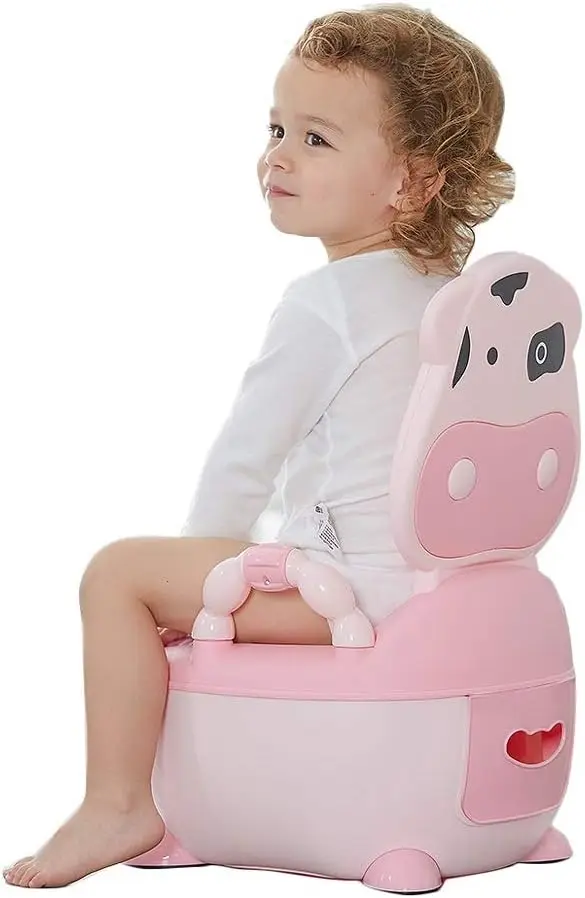 Children's Toilet Cute Cow Comfort Soft Cushion Baby Potty Training Toilet Suitable for Infants 1-3-6 Years Old