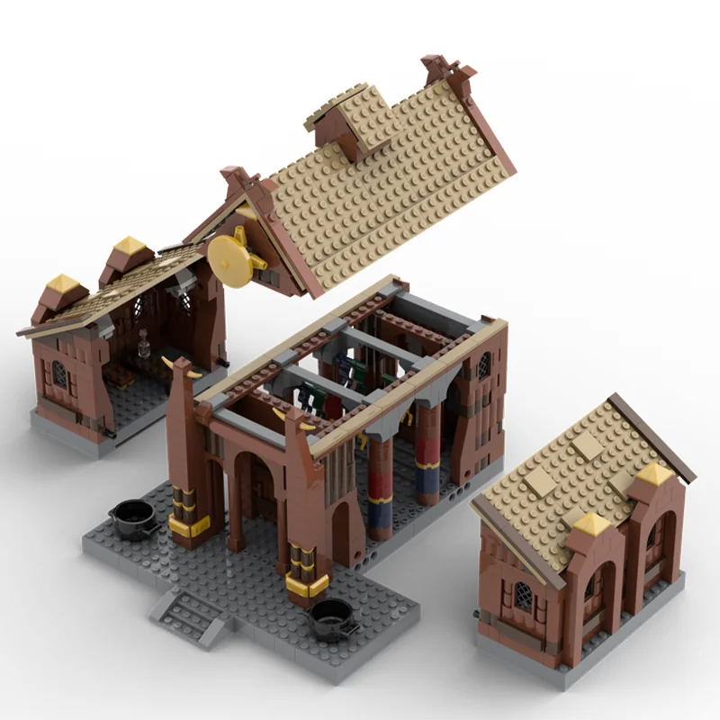 864 pçs anéis filme salão de ouro moc blocos de construção arquitetura modelo tecnologia tijolos coleção educacional brinquedos moc- 156435