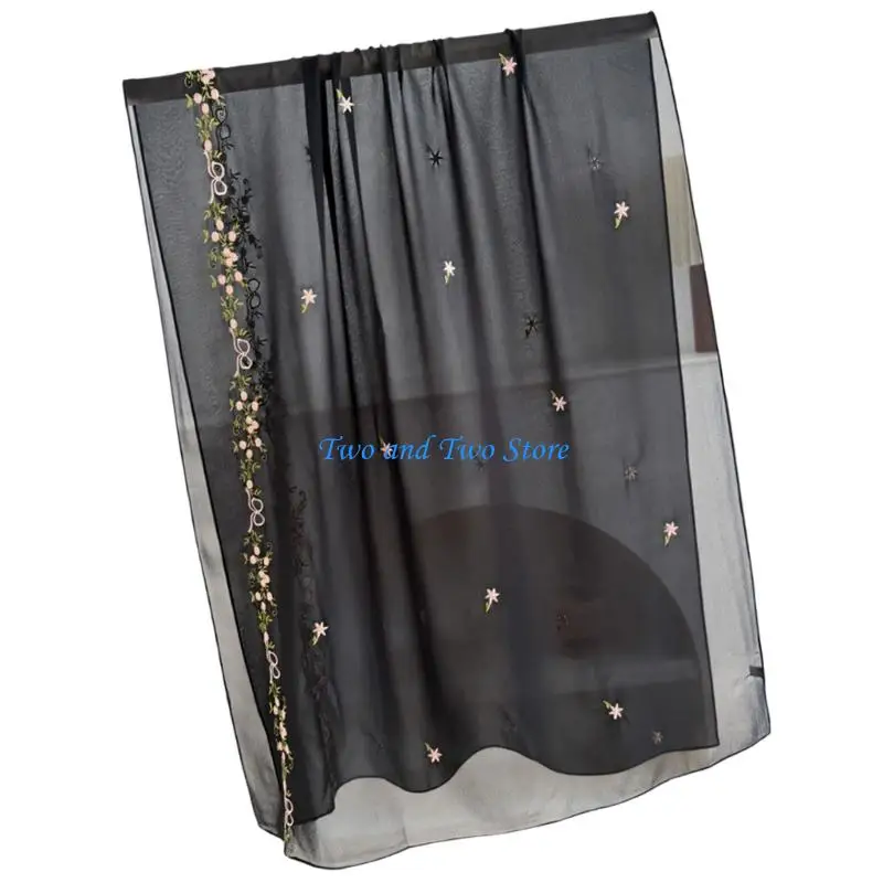 HX6F Fashion Embroidered Scarf Elegant Head Covering Breathable Hijab Scarf For Religious Occasion
