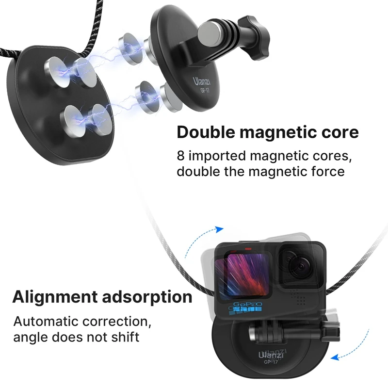 Ulanzi GP-17 Magnetic Neck Selfie Holder for Action Camera Quick Release for GoPro 13 12 Insta360 DJI Action Camera Smartphone