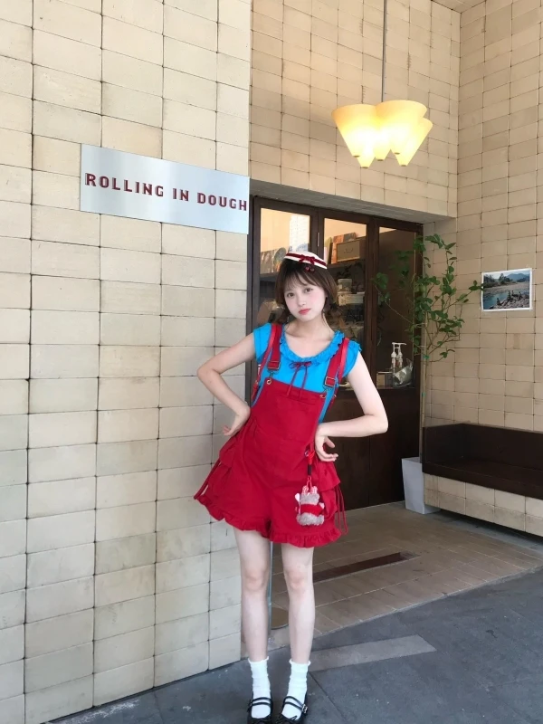 Ensemble haut et pantalon à nœud mignon pour femmes, costume deux pièces Dopane Sle, Look étudiant