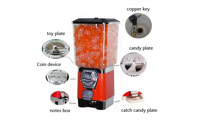 Bouncing Ball Vending Machine Candy Dispenser With Coin Box GV18F Candy Vending Machine Gumball Machine Toy Capsule