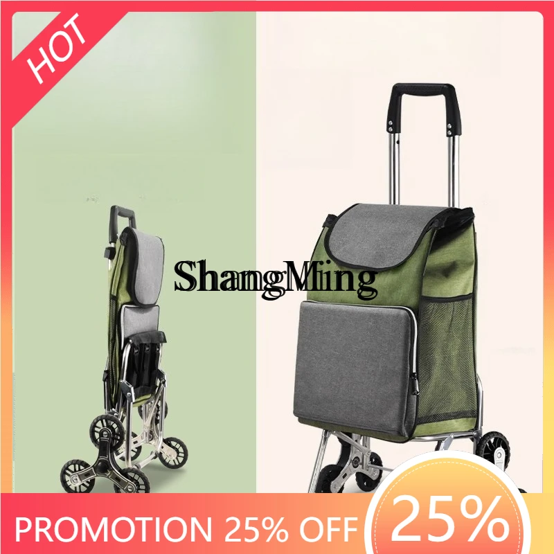 

ZYY stainless steel folding shopping cart portable shopping adjustable height household truck