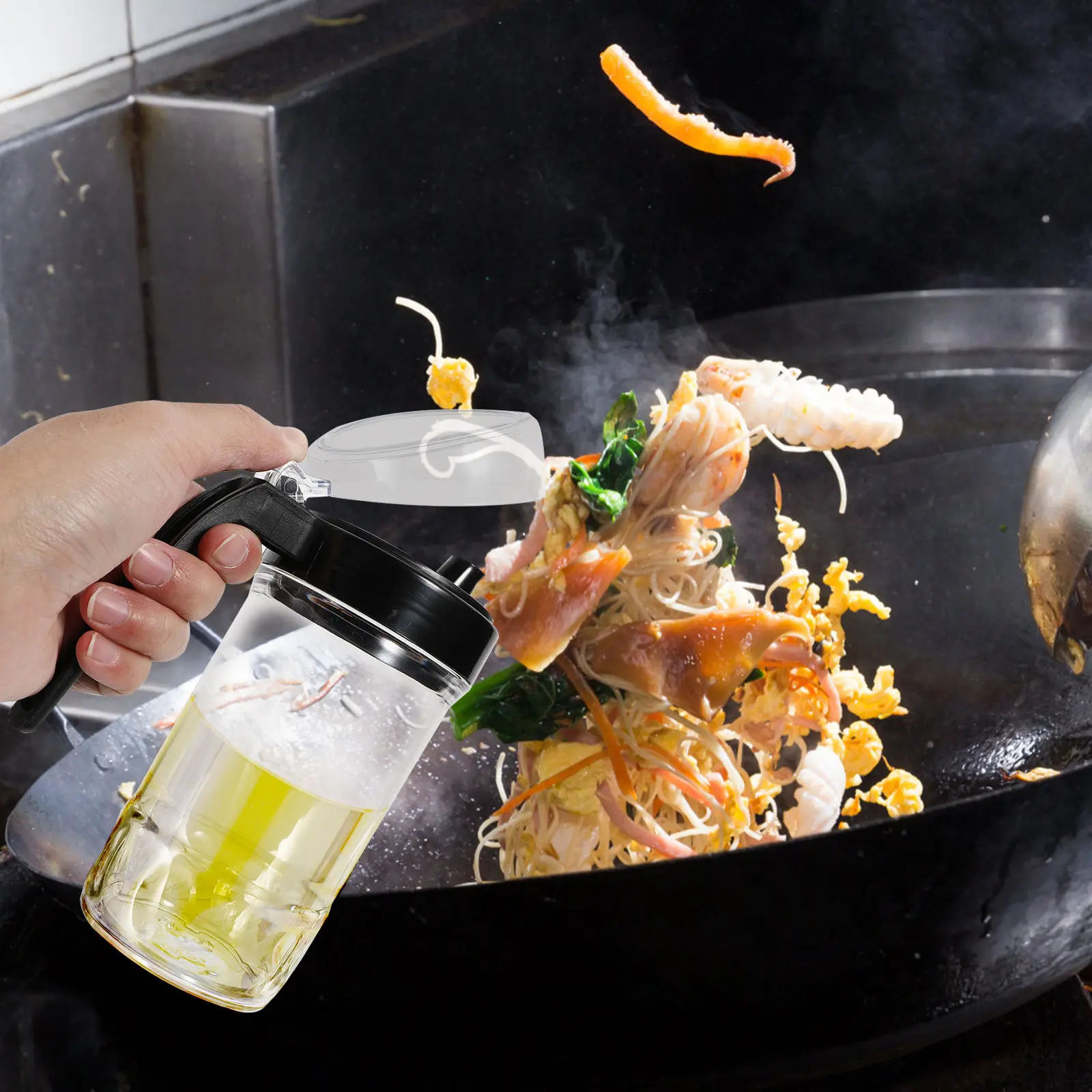1Pcs Safe Non Toxic Acrylic Cooking Oil Dispenser No Smell Vinegar Sauce Bottle for Indoor Outdoor Kitchen Barbecue Use