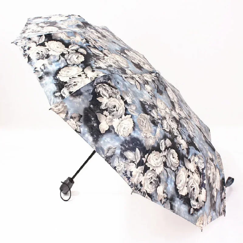 Automatic Folding Flower Umbrella Rain Women Three Folding Customized Umbrella Female Rain Tools Unique Parasol Umbrella