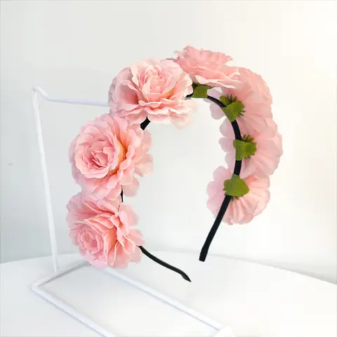 Fake Floral Rose Crown Hairband Simulated Fake Flower Wreath Headband Wedding Party Headdress Girl Gift Headwear Hair Accessorie