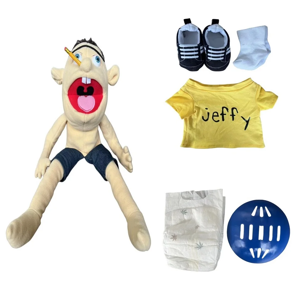 2025 60 cm 1 stücke heißer Jeffy Handpuppe Plüsch Kinder Weiche Puppe Sprechen Zeigen Party Requisiten Weihnachten Puppe plüsch Spielzeug Puppet Kinder Geschenk