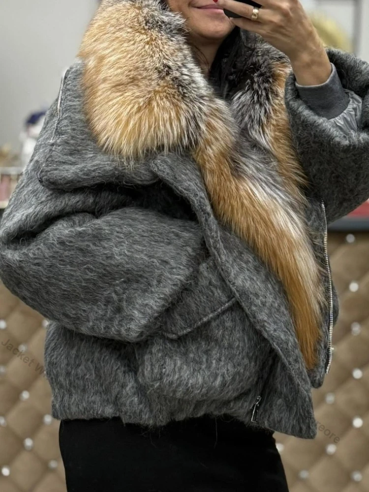 Puffer Jacket Women's Women's Real Fur Jacket Warm Winter Down Padding Parkas Warm Lightweight Goose Down Coat Cold Protection view 6