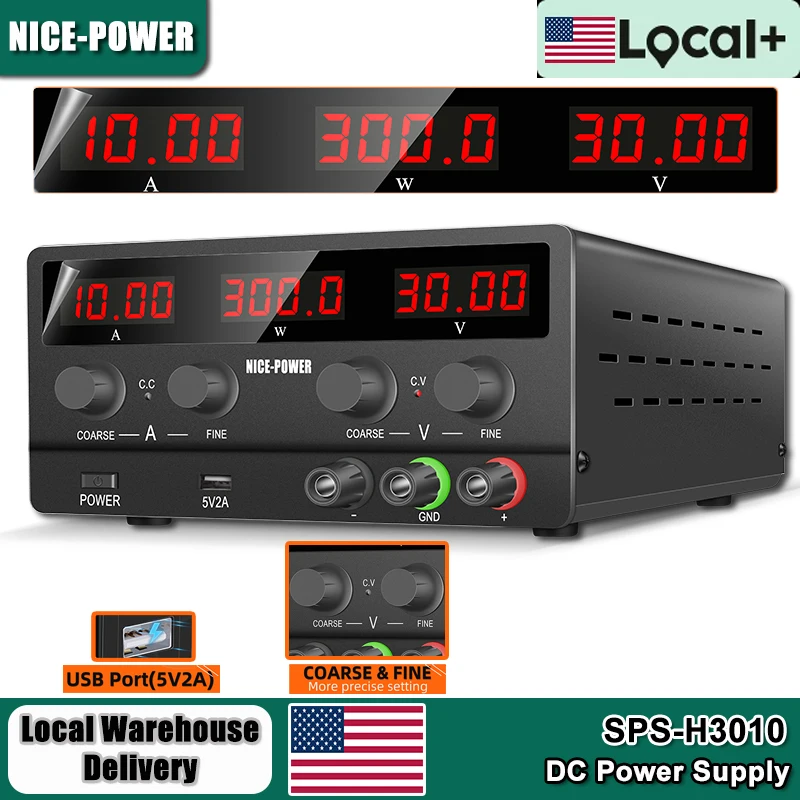 Nice-Power Adjustable DC Power Supply 30V 10A Lab Power Supply 300W Voltage Regulator Stabilizer 60V 5A Switching Bench Source