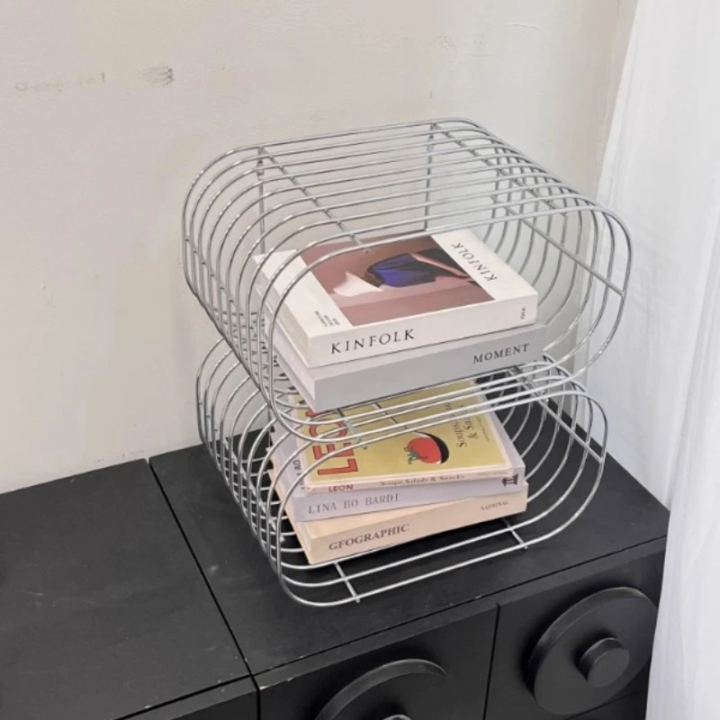 Stainless Steel Wall Bookshelf Minimalism Side Table for Living Room Modern Designer Coffee Tables