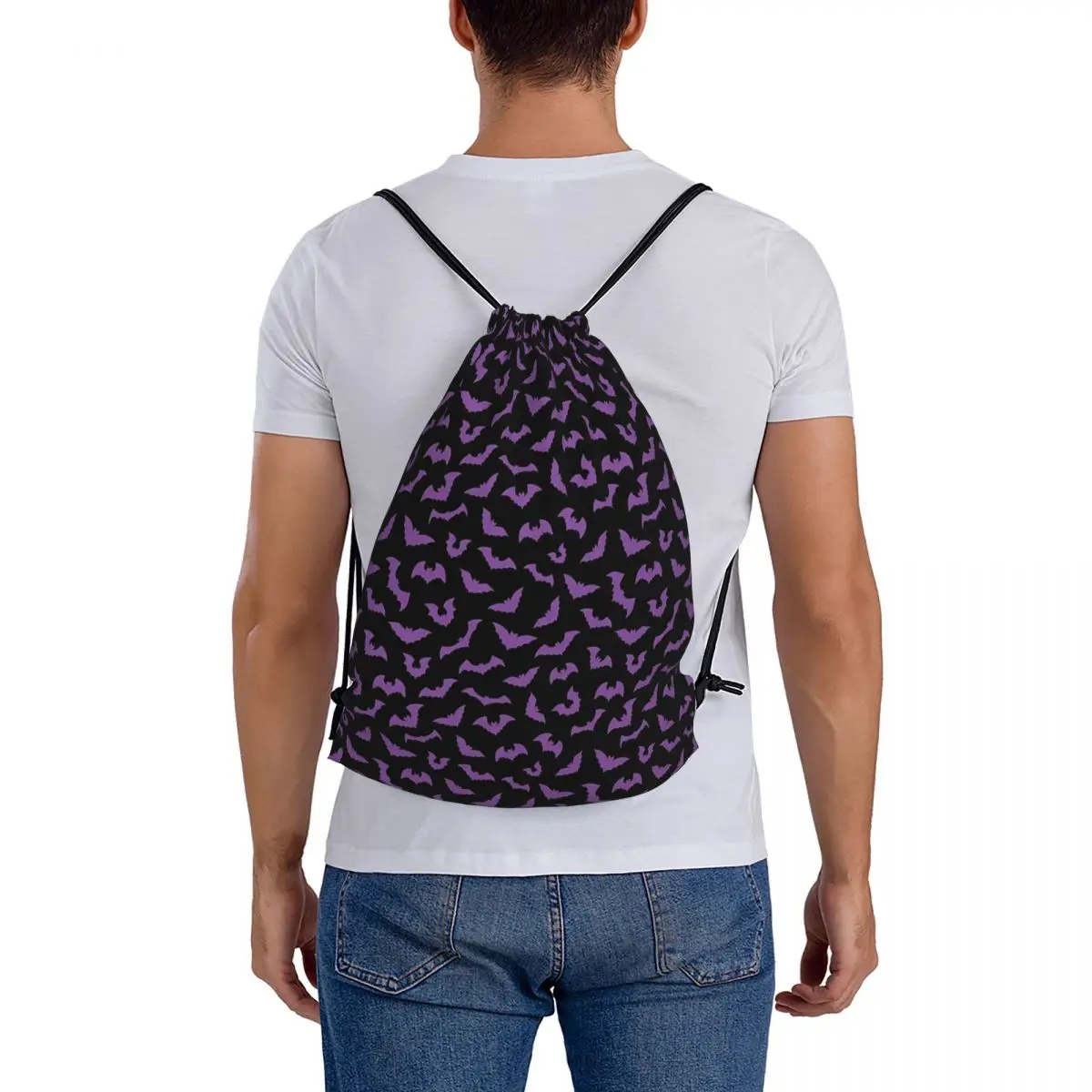 Purple Bats Pastel Goth Candy Punk Backpacks Casual Portable Drawstring Bags Shoes Bag Book Bags For Man Woman School