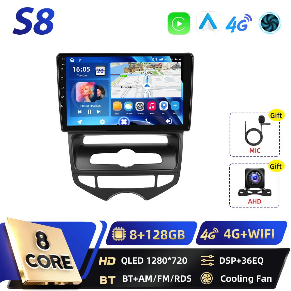 Podofo 8+128G 2din Android autoradio voor Hyundai IX20 2012 GPS navigatie Carplay Android Auto BT DSP WIFI FM