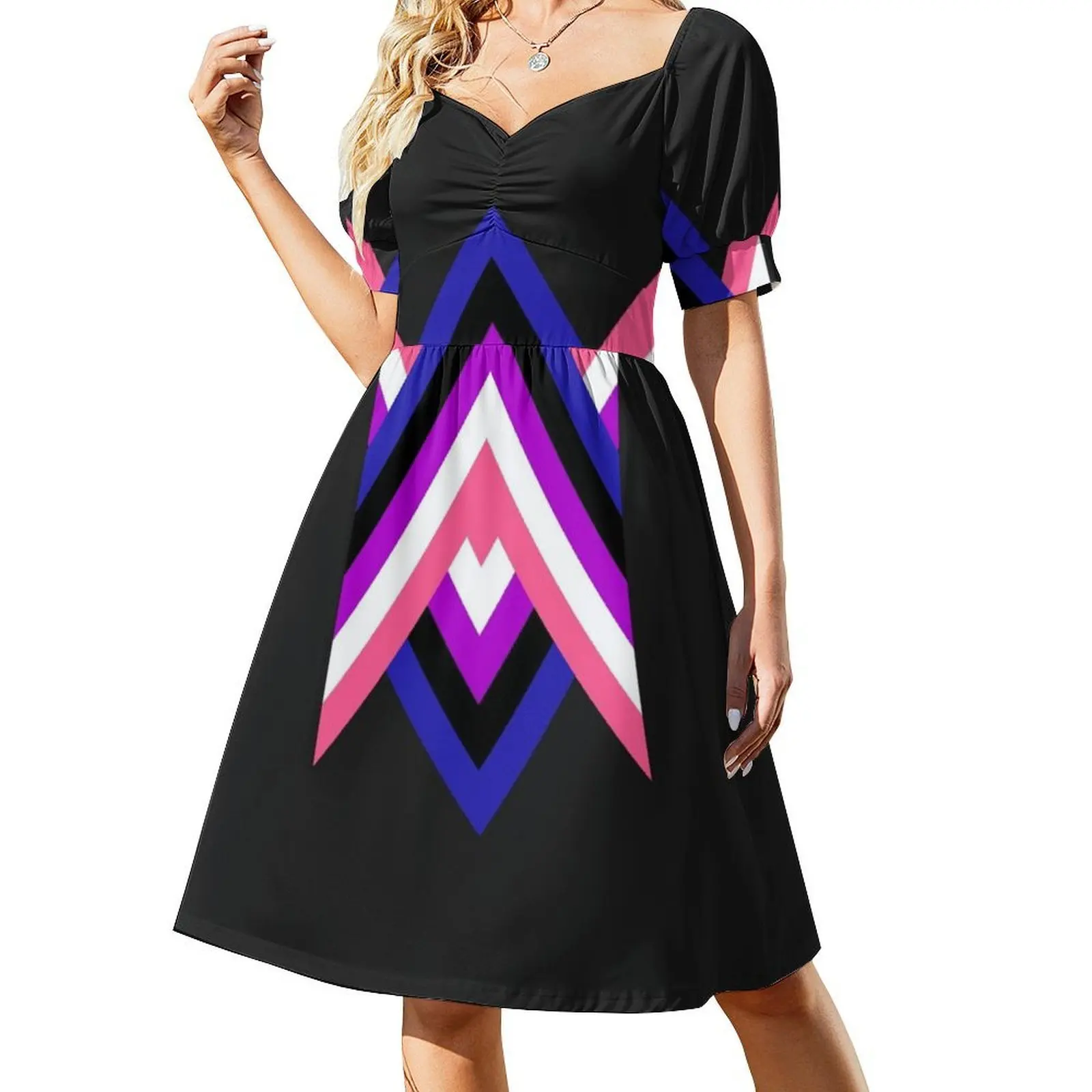 فستان مثير للإجازات بعلم Genderfluid للنساء على الشاطئ وحفلات أعياد الميلاد فستان قصير من Genderfluid سائل الجنس Lgbtq فخر