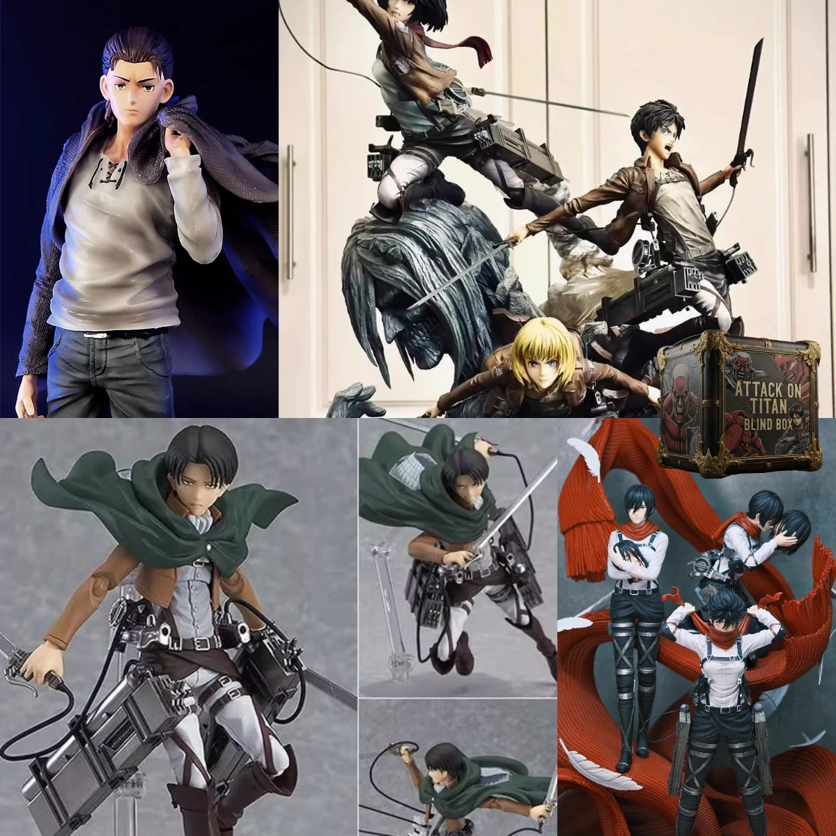 Attack on Titan Blind Box - Figurine Mystère à Collectionner |   Eren, Levi, Armin |   Jouet surprise et cadeau aléatoire de personnage d'anime pour les fans