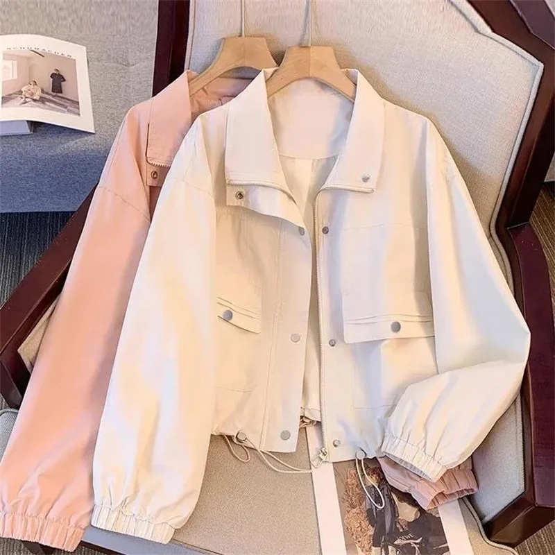 

Korean Ladies Long Sleeves Jacket 2025 Femme Leisure Loose Baseball Coat Spring Autumn Women Fashion Short Stormtrooper Tops