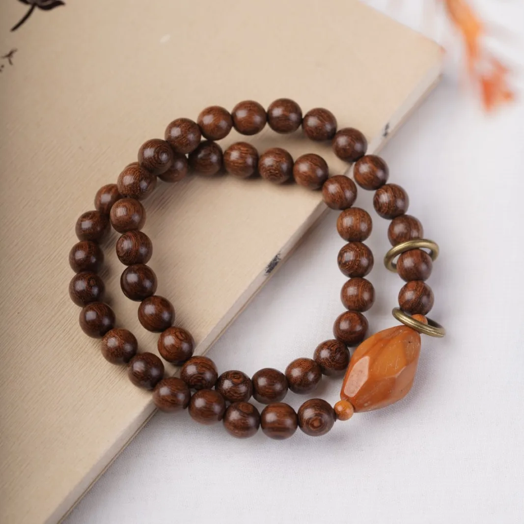 0.8cm Natural Rosewood Prayer Bead Bracelet Unisex DIY Creative Wooden Wrist Mala Meditation Jewelry Gifts