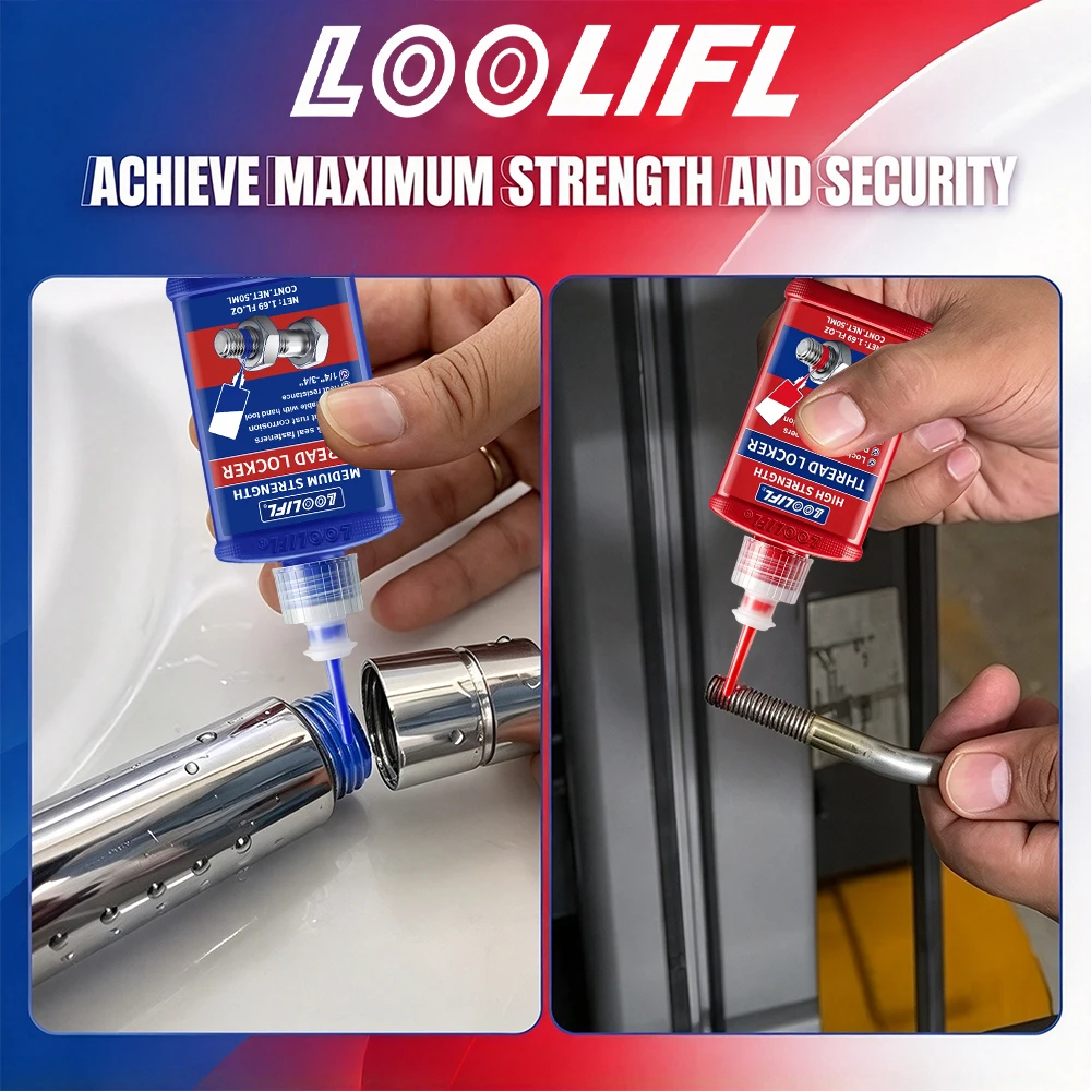 Threadlocker 50ml  Thread Lock  Glue Medium & High Strength Anaerobic Adhesive Anti Vibration Rust Prevention for Screw Bolt Nut
