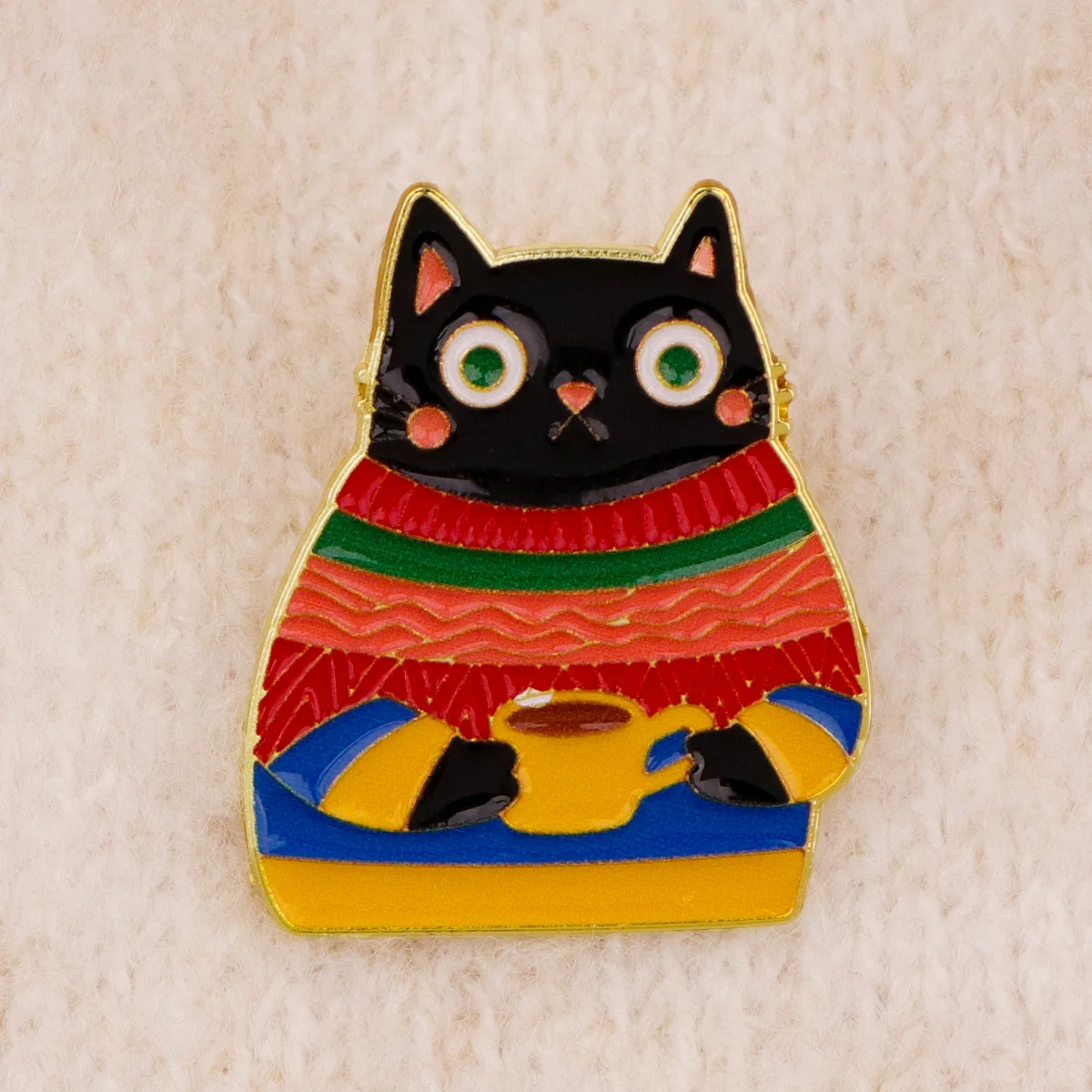 Broche metálico de gatito negro esmaltado para solapa y ropa - imagen 3