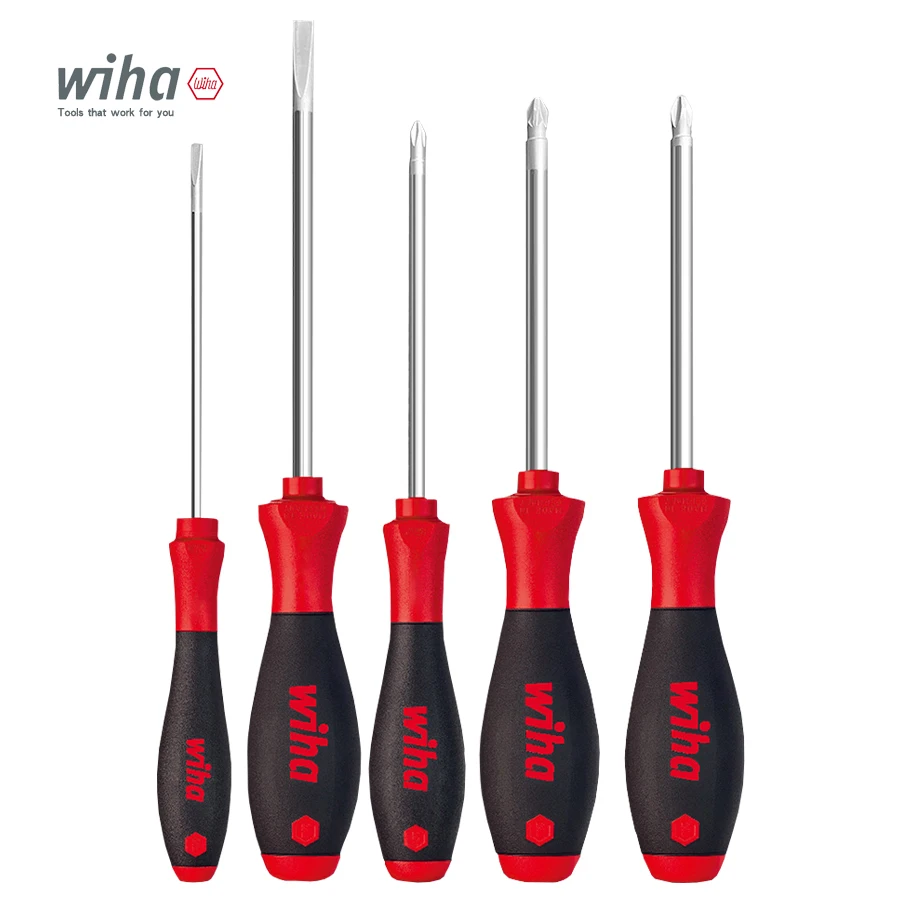 Wiha-long Slender Handle Screwdriver Grupo Chave de Fenda para Slotted Phillips Pozidriv Repair Tool Kit Softfinish Pcs 90020c