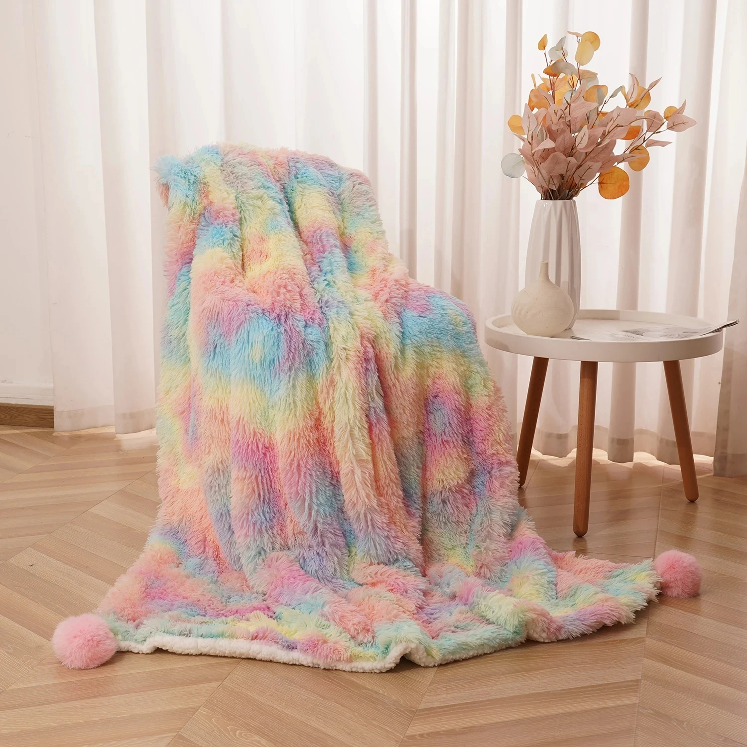 Plush Fluffy Blanket Bedspread Throw Blanket Solid Color For Sofa Couch Decorative Shag Faux Fur Fleece Bedroom Home Decor