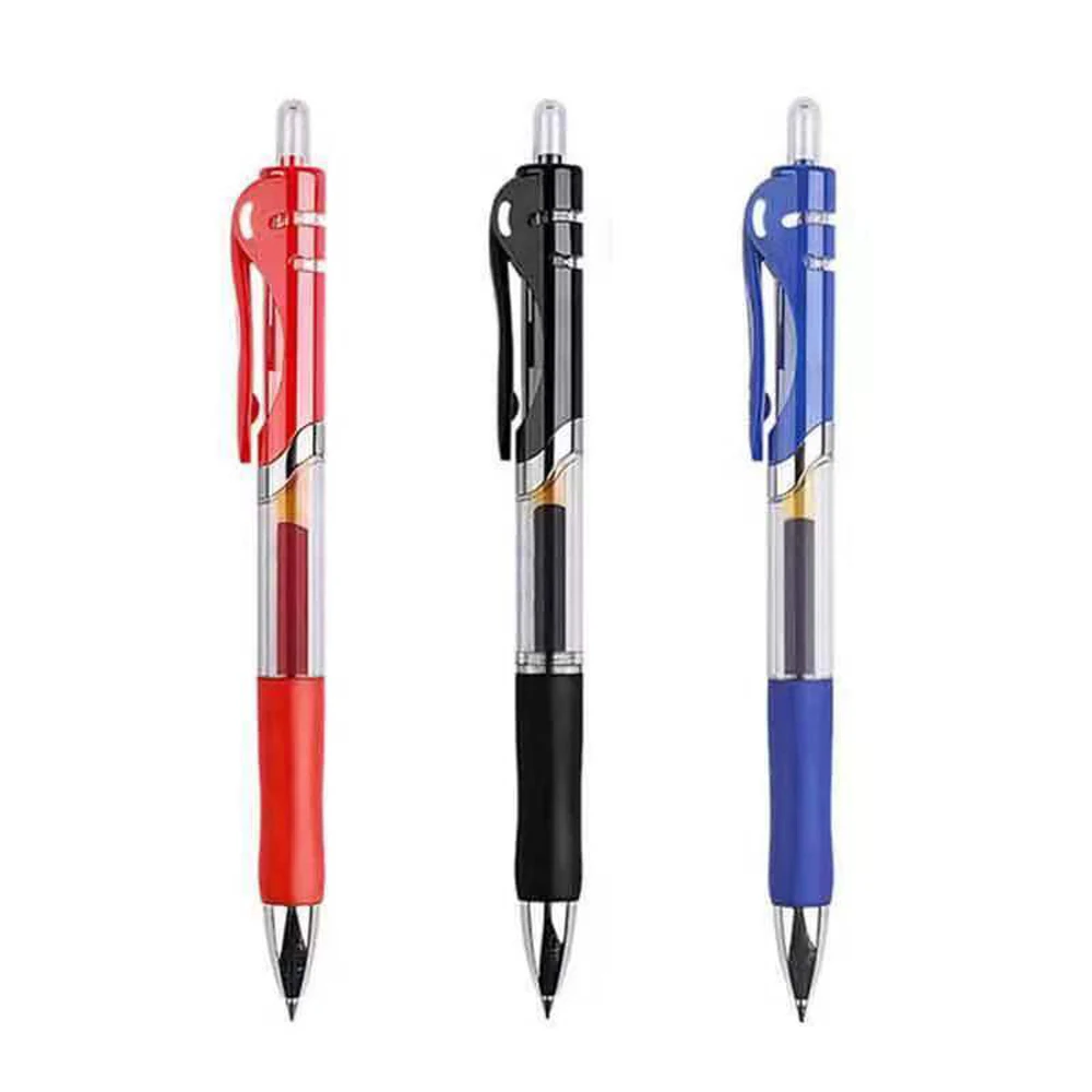 5Pcs/Set 0.5mm Finance Retractable Gel Pen Black/Blue/Red Ink Refills Rods Gelpen For School Office Exam Ball Pen Stationery