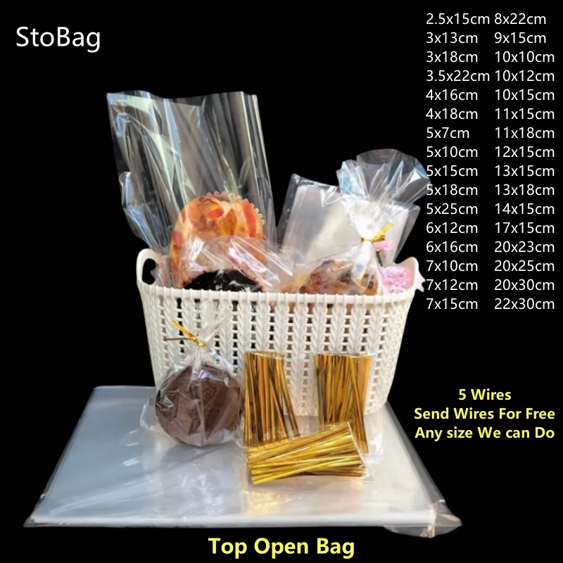 StoBag，Top Open Bag，Candy ，Transparent Packaging，Baking，Snacks，Bread，Cookies，Kids，Party，Wedding，Birthday，Storage Gift Bag，50/100