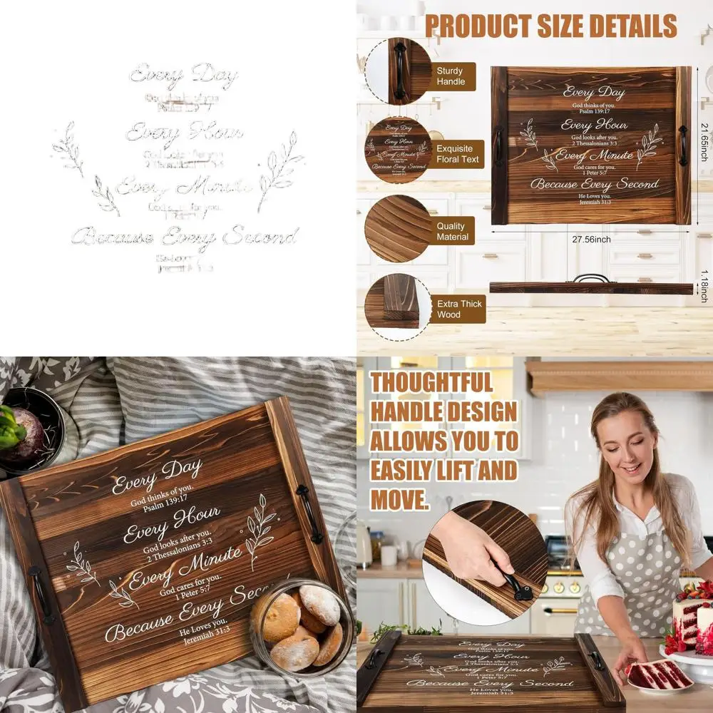 

Wooden Noodle Board with Handles - 27.5 x 21.6 Kitchen Counter Cover for Stoves & Sinks (Christian Style)