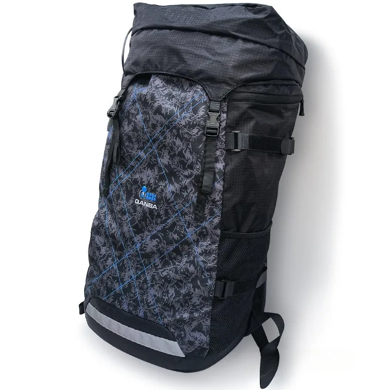 Ultralight 45L Foldable Travel Backpack, Waterproof Nylon with Removable Lumbar Support, Reflective Stripe for Camping Outdoor