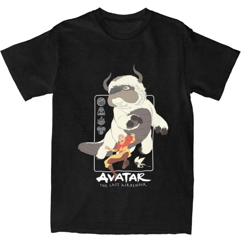 Avatar The Last Airbender Air Nomad Aang Appa T Shirts Sky Flying Bison 100% Cotton T-shirt Clothing Fashion Tee Shirt Summer