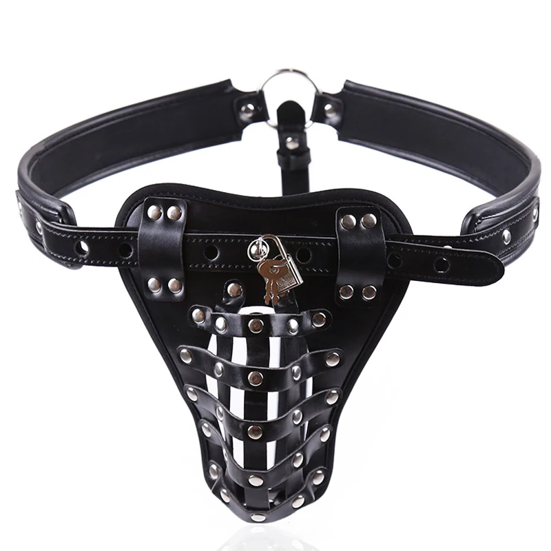 Men Chastity Belt Harness Lock Cock Panties Leather Gay Bdsm Fetish Thongs Sexy Lingerie Exotic Briefs Male Underwear Cosplay