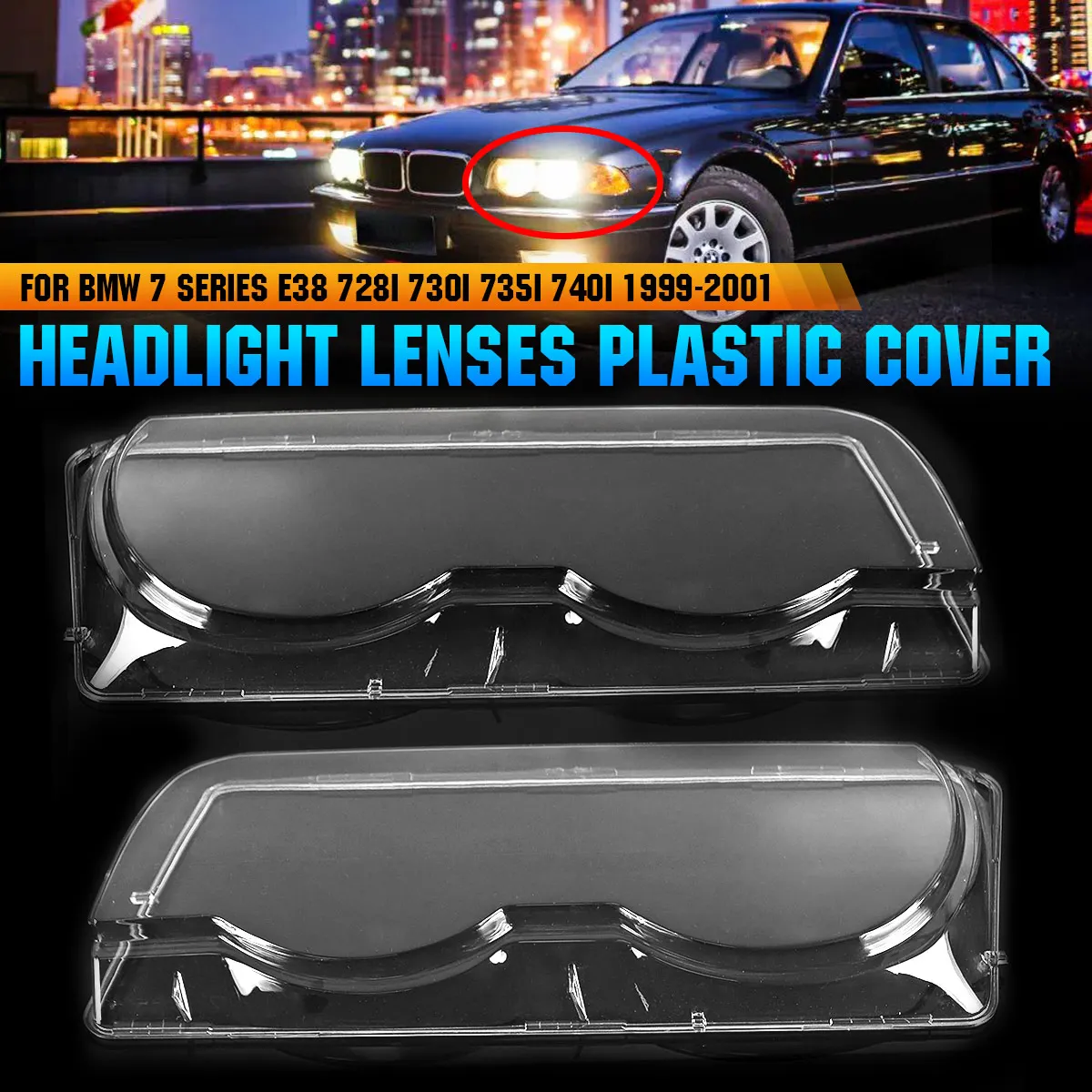 

Headlight Cover Headlamp Lens Cover Replacement For BMW E38 728i 730i 735i 740i 1999 2000 2001 Headlight Cover Shell
