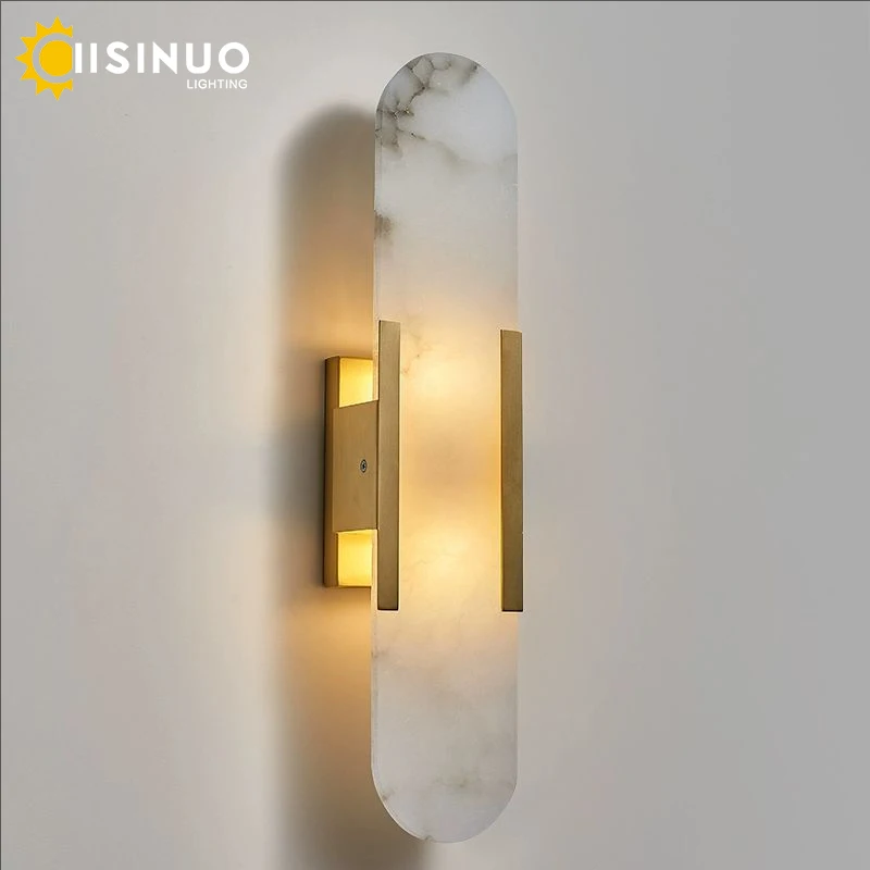 Modern Stone Wall Lamp Stone Marble Light Fixtures Black Gold Color G4 Socket for Bedroom Living Room Decoration Hotel Restauran