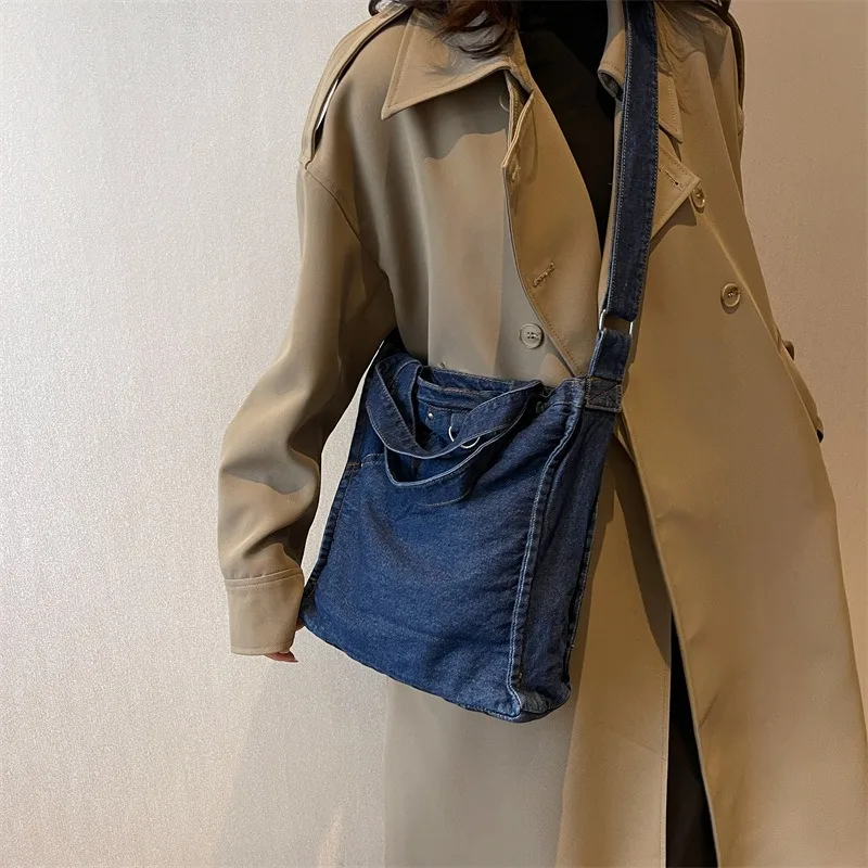 Denim Shoulder Bags Trendy Casual All-match Handbag for Women Shopping Square Satchel Bags Vintage Durable Upgrade Your Style