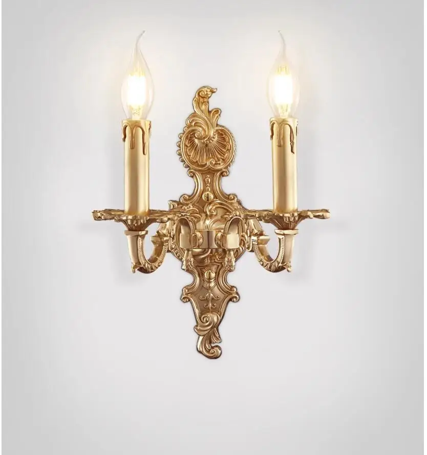 European-Style Wall Lamp Solid Brass E14 W39cm H40cm Candle Wall Lamp Decora Lights Stair Light Balcony Wall Light Lamparas