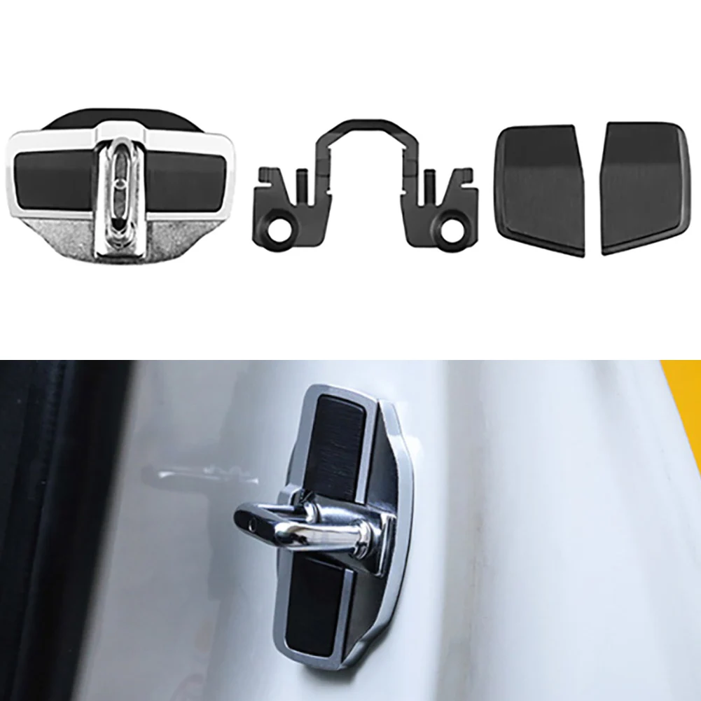 

Защита двери автомобиля Защита дверного замка Черный Серебристый АБС-пластик Простая установка Идеальная посадка Улучшенная безопасность