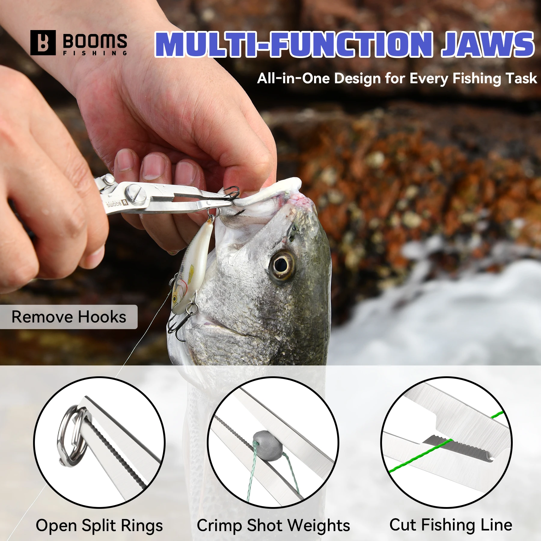 ازدهار الصيد متعددة الوظائف الأسماك كماشة بيئة العمل المضادة للانزلاق عالية القوة قطع خيط صنارة الصيد حلقة مفتوحة الصيد تعادل السنانير ذو طيات #3