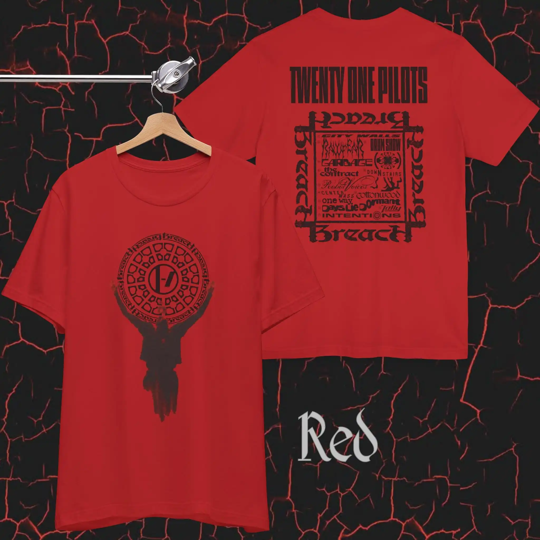 Twenty One Pilots Drag Path T-Shirt, Front & Back Print, Breach Album Tracklist, Unisex Tee