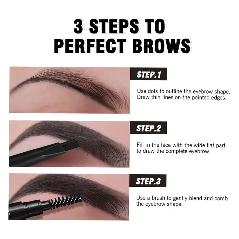 4Colors With Brush Double Head Eyebrow Pencil Waterproof Smooth Eyebrow Stick Sweatproof Eyebrow Gel Tattoo Pencil Cosmetics