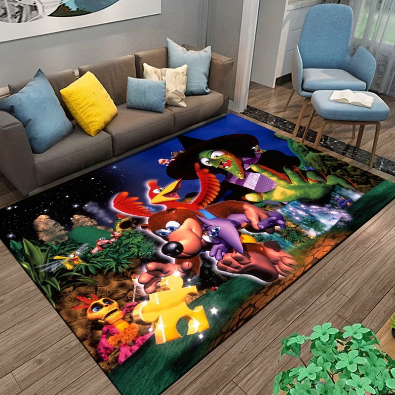 15 Size B-Banjo Bear-Kazooie  Pattern Rug for Living Room Bathroom Mat Creative Door Mat Bedroom Home Decor Rug Cool  Alfombra