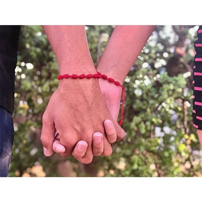 Charm Red and Black Handmade Weave Seven Knots Braclets for Lovers Fahison Simple Adjustale Bracelet Gifts