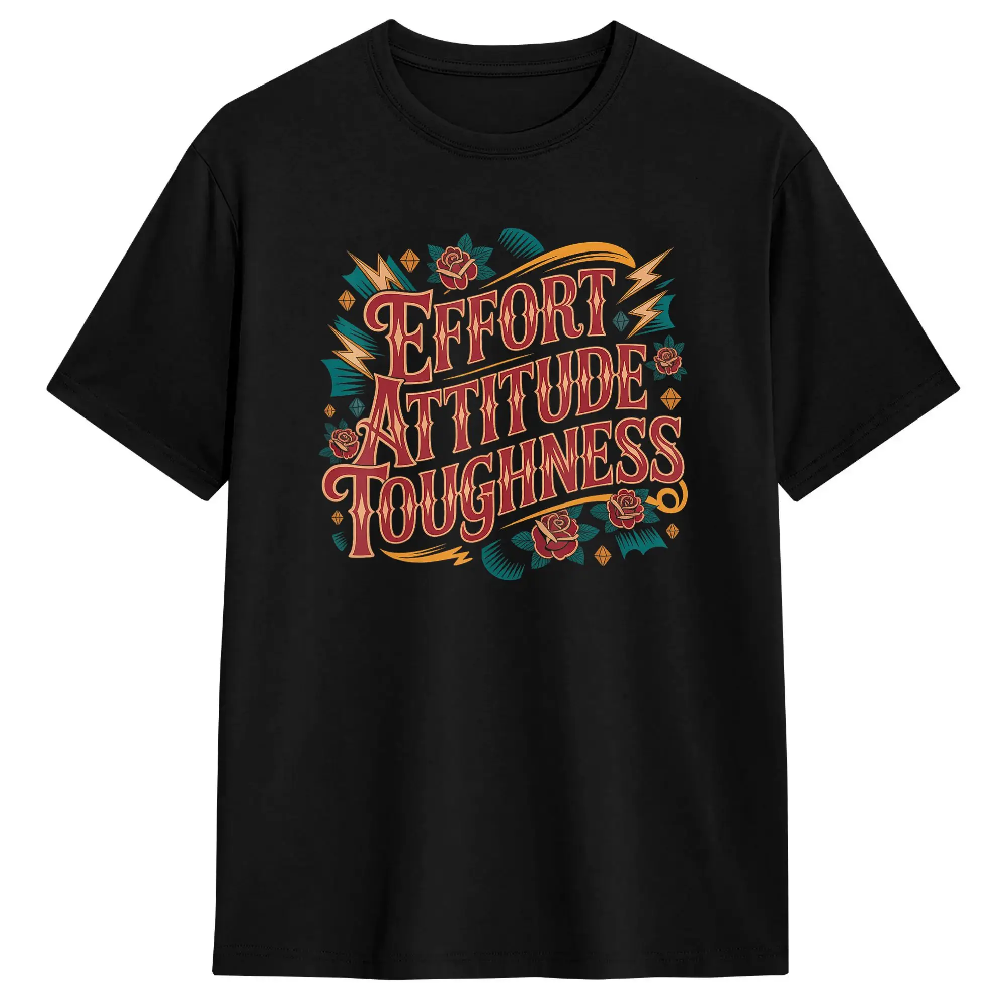 Effort Attitude Toughness Mindset Determination T-Shirt for Men  Vintage 100% Cotton Tee Shirt Round Neck Short Sleeve T Shirt