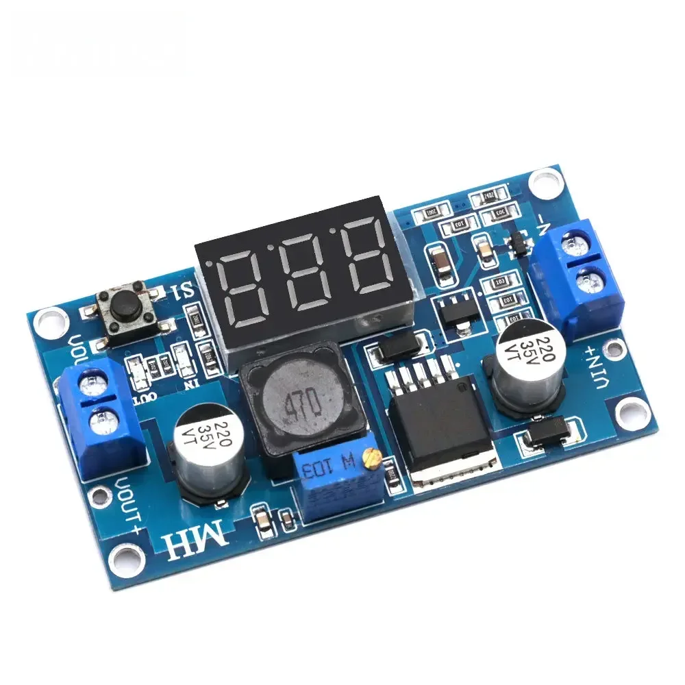 Módulo reductor ajustable LM2596 DC-DC con pantalla de voltímetro - Regulador de voltaje del convertidor reductor 3A