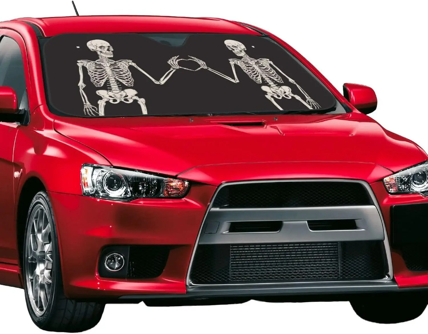 Halloween Funny Skull Skeleton Love Windshield Sun Shade Front Protector Folding Car Sun Visor Keeps Your Vehicle Cool