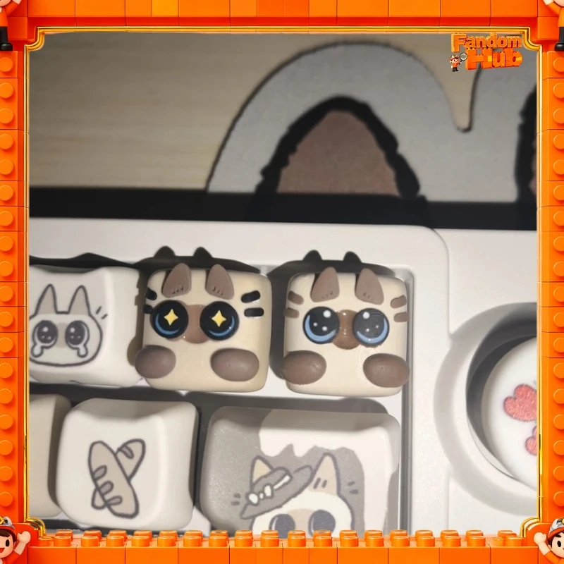 New Kawaii Azukisan Siamese Cat Azuki  Resin Artisan Keycap - 3d Sculpted Anime Inspired Keyboard Cap  (Single Piece) Fans Gift