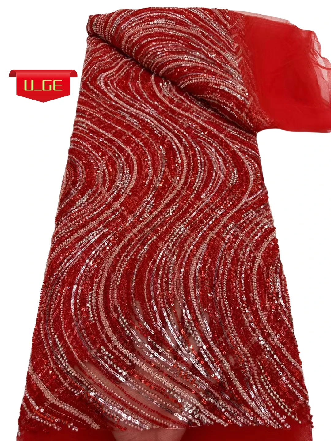 

2025Elegant Superior Quality Heavy Soft Mesh Sequined Lace Fabric with Stones for Classic Wedding & Party Dressess U_Ge2598
