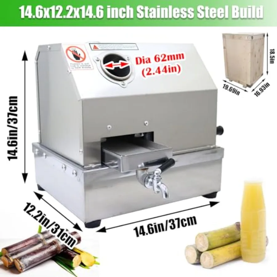 عصارة قصب السكر اليدوية من الفولاذ المقاوم للصدأ 3 أسطوانة مستخرج العصير التجاري 2.4 بوصة مدخل 330 رطل ساعة مخرج آلة ضغط قصب السكر #2