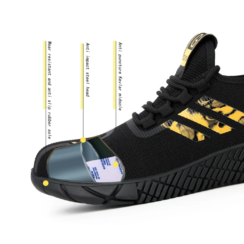 Safety Boots Anti impact Anti puncture Cross-border Steel head Fly woven comfortable Lightweight Safety shoes
