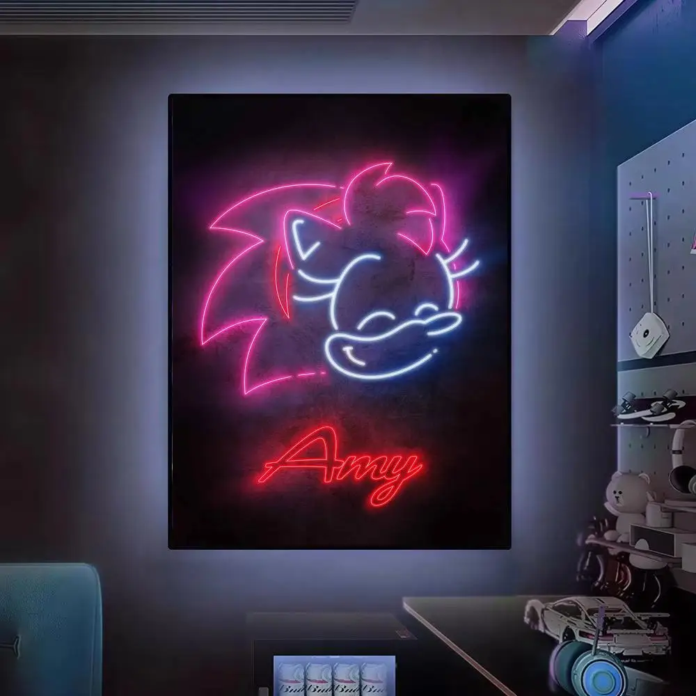 Cyberpunk-Neon-Stil S-Sonic Poster Moderne Ästhetische Wanddekoration Premium Raumdekoration Schlafzimmer Gaming-Setup – Detail 10
