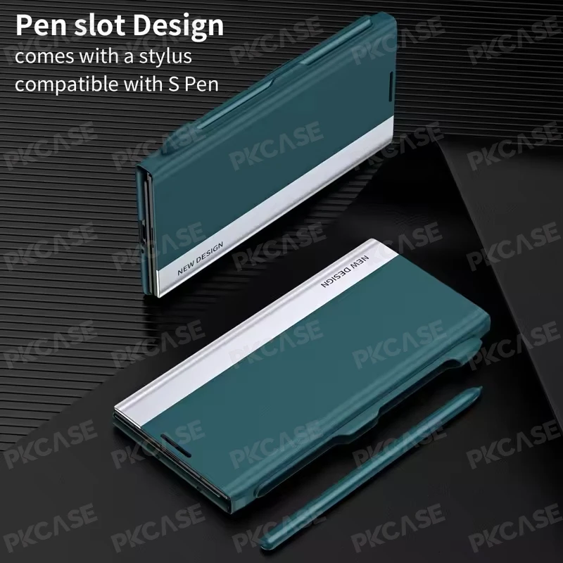 Etui magnetyczne z klapką ze skóry PKCASE do Samsung Galaxy Z Fold 8 Ultra Wide 7 6 5 4 3 2 Z Trifold z uchwytem, skórzane etui — zdjęcie produktu 3