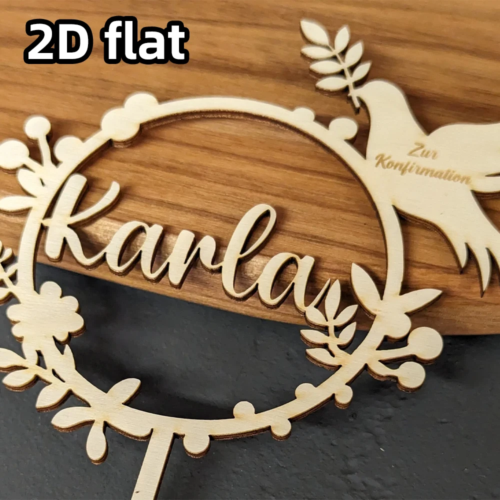 1PC Personalized Cake Topper with Dove, Wood or Acrylic, Ideal for Baptism, Confirmation, Communion, Religious Event